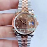 Rolex EW Factory Datejust 36 Two Tone Rose Gold Coffee Micro Face Diamond Watch